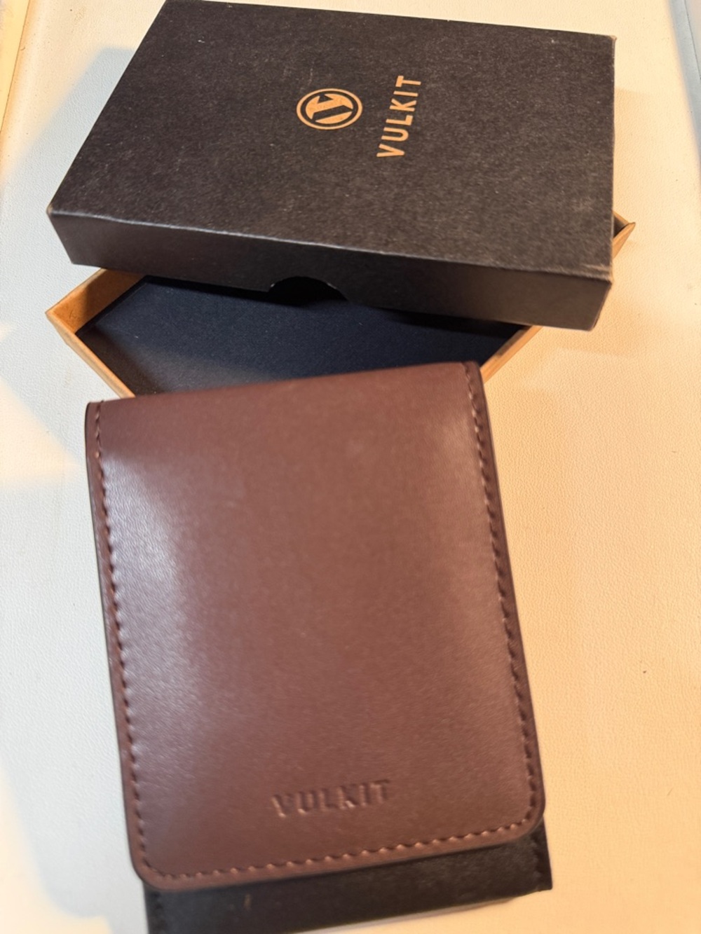 Vulkit Brown Leather Bifold Wallet for Men